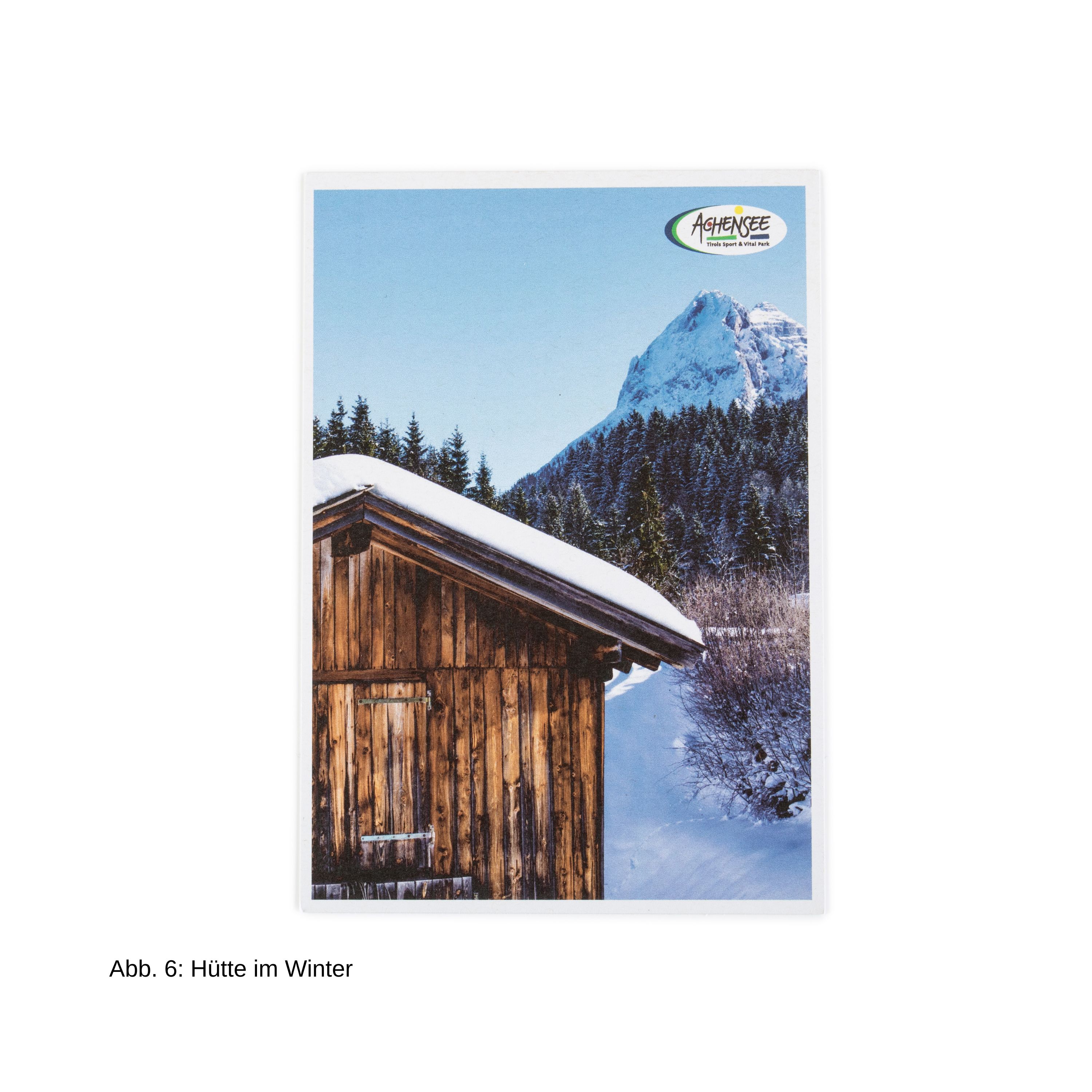 Postkarte einer Hütte im Winter