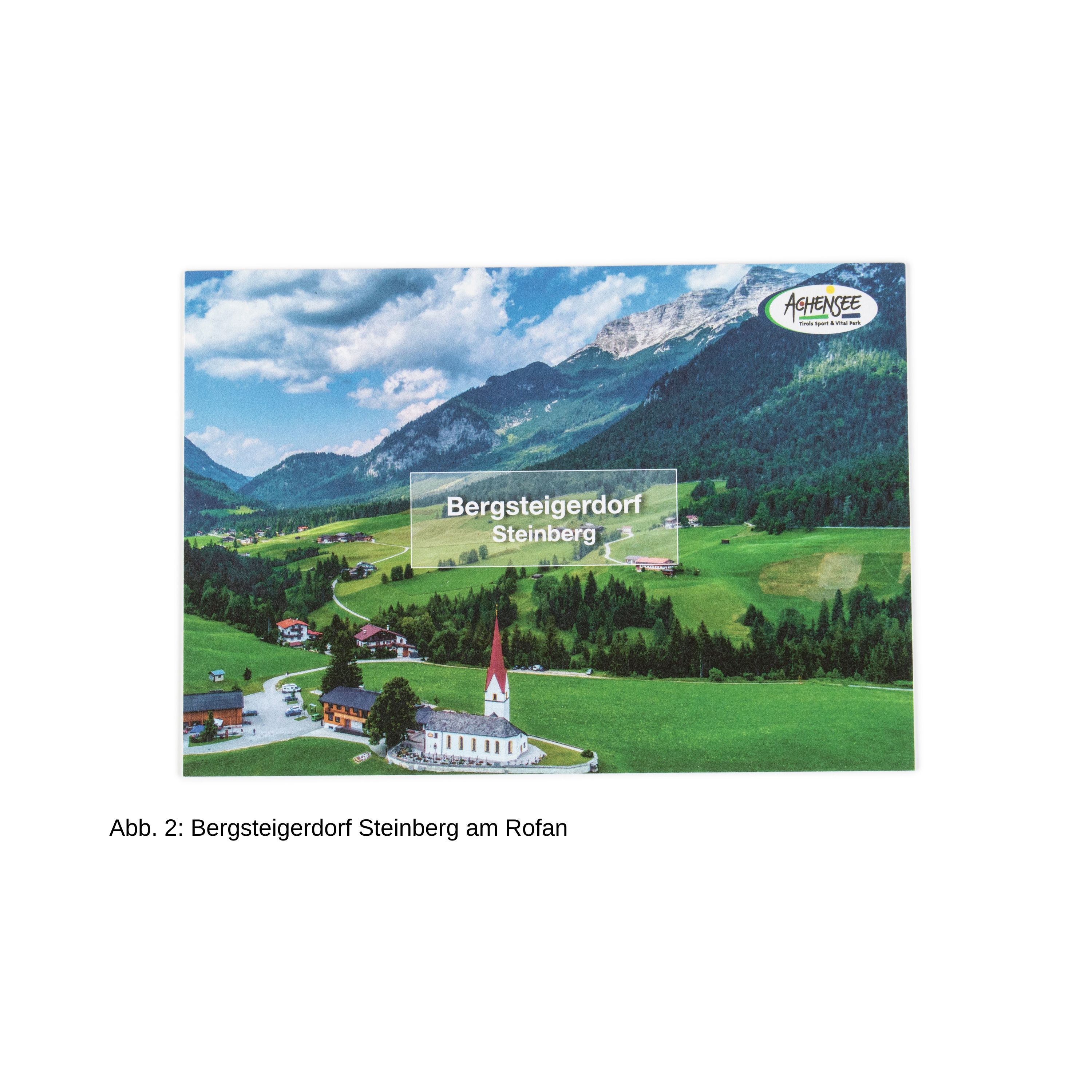 Postkarte des Bergsteigerdorfs Steinberg am Rofan